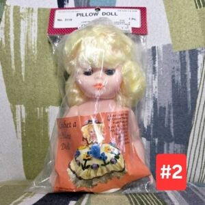 Vtg Fibre Craft Vtg Fibre Craft Doll Pillow Doll 8" Yellow Blonde Hair Blue Eyes